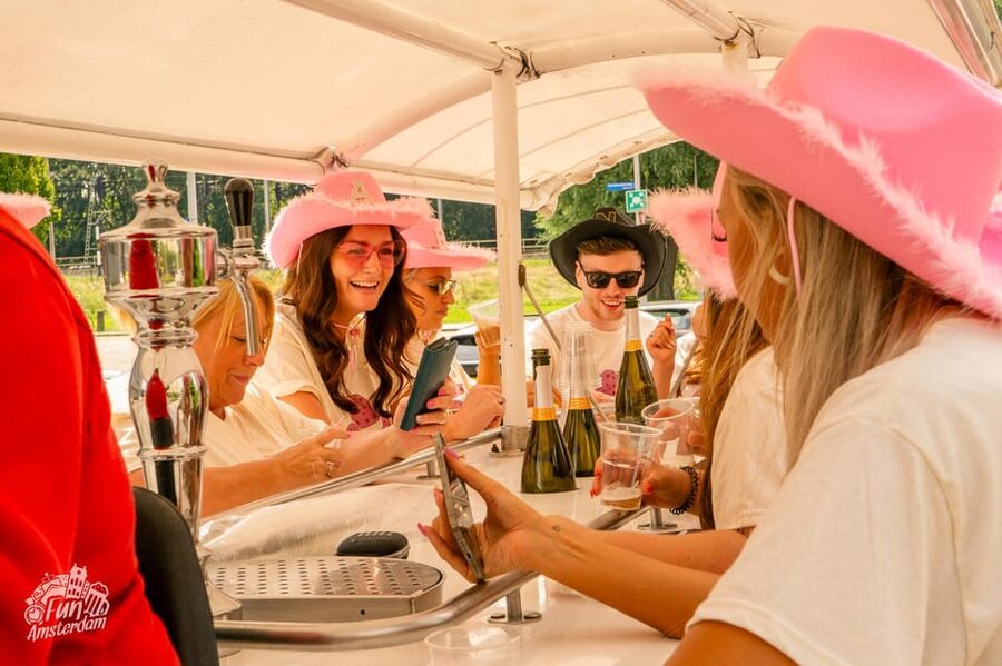 Amsterdam: Dutch Prosecco Party Bike - Boarding and group size: up to 17 people on one bike