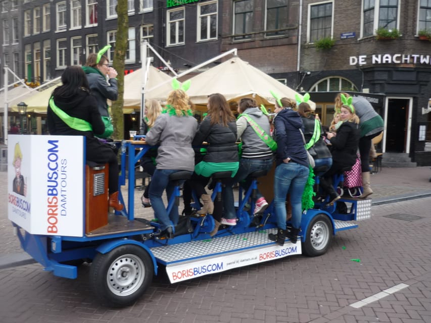 Amsterdam: Party Bike Tour with Beer - Inside the Mobile Bar Bike: Seating, Weather Cover, and Group Dynamics