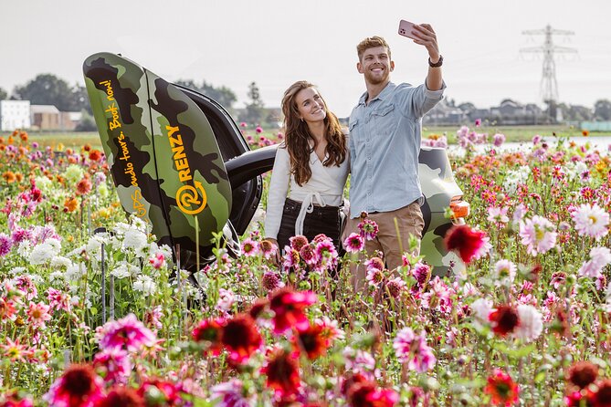 Drive it yourself electric Dune & Summer Flower GPS audio tour - De Tulperij Dahlia Flower Fields: what 30 minutes really looks like